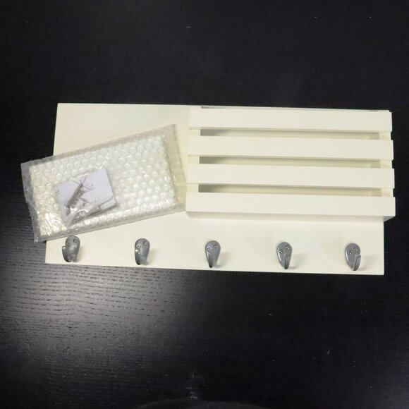 Open Box Ballucci Ivory White Multipurpose Wall Mount Mail Holder Coat Key Rack - Picture 1 of 11